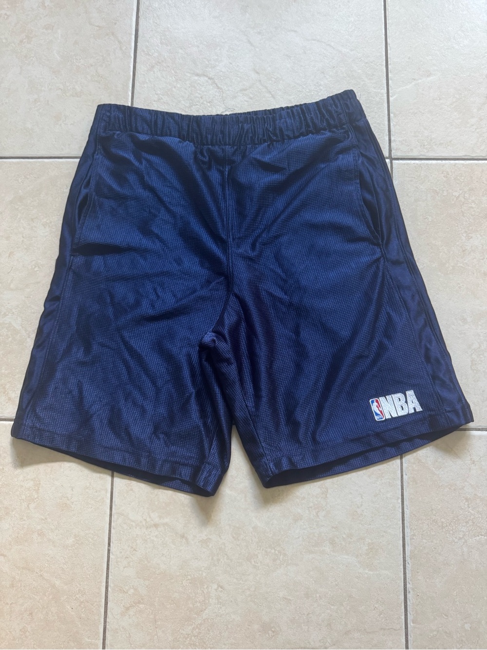 NBA Men's Dark Blue Mesh Athletic Shorts with NBA Logo